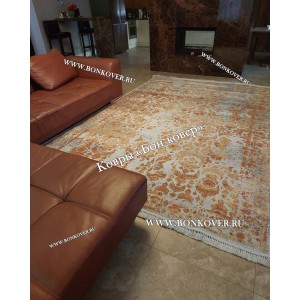 Современный Турецкий Ковер Дизайн 30690 Терракотовый с Серым